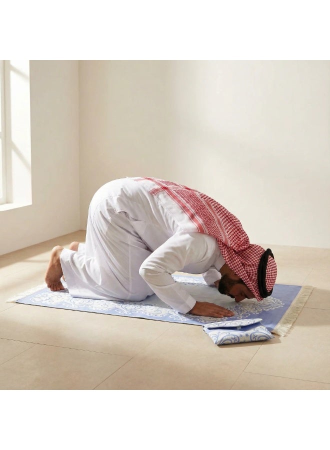 Hiras Prayer Mat Muslim Prayer Rug with Portable Bag, Water Proof Soft Fabric Foldable Prayer Mat 110*70 cm Blue - Image 5